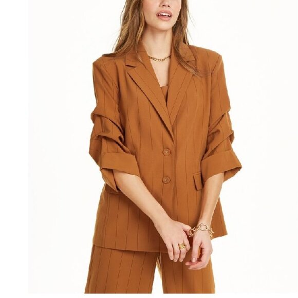 Danielle Bernstein Pinstriped Boyfriend Jacket - Picture 2 of 8